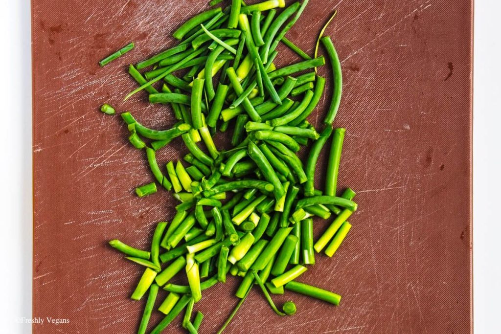 chopped garlic scapes
